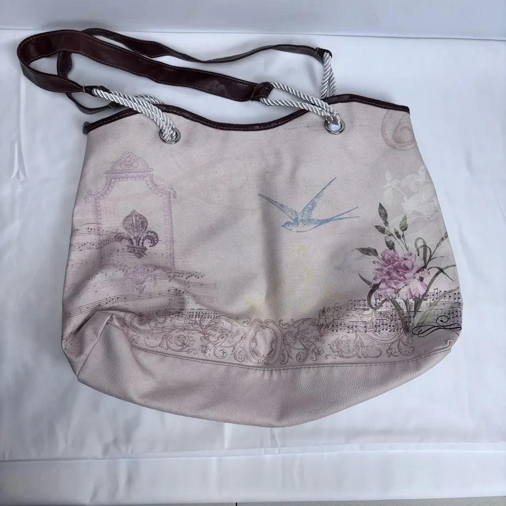 Floral Tote Bag - Cream and Pink. Excellent condition